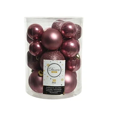 Abbildung von Kaemingk Weihnachtskugeln Kunststoff 4 6cm x 20 Stück Mix Christbaumkugeln Set Altrosa rosa Samtpink