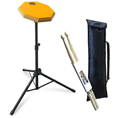 Abbildung von keepdrum DPOR8 Practice Pad Übungspad Orange 8 Zoll + Stativ Drumsticks