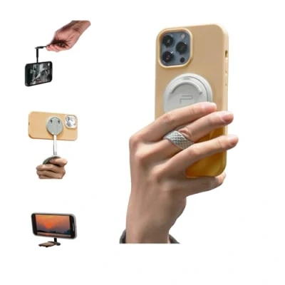 Abbildung von PGYTECH MagFlex Phone Photography Stand, Magsafe Ständer mit Ring für iPhone, Starke Magnete &amp; Winkelverstellung Kompatibel Phones/Phone Case, Selfie Stick Stativ, Nebeliges Grau