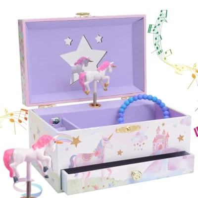 Abbildung von Jewelkeeper Prinzessin Musikalische Schmuckschatulle für Mädchen mit Ausziehbarer Schublade, Blumenballerina Spieluhr Das Swan Lake Song, Ideal Schmuckkästchen Ballerina Geschenke