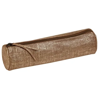 Abbildung von Clairefontaine 410034C Schlampermäppchen KLEO PATHRA rund, aus Lammleder, Ø5,5 x 22 cm, 1 Stück, Gold
