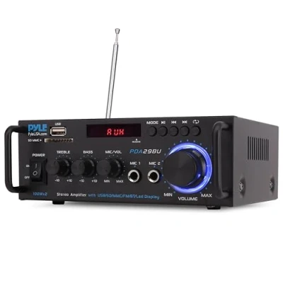 Abbildung von Pyle Verstärker, HiFi Bluetooth Stereo Receiver mit Surround Sound, Amplifier 200W 2 Kanäle RCA, USB, SD, MIC Eingang, FM Radio, Amp Für Studio, Heimkino