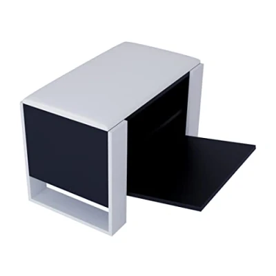 Abbildung von MRBLS Schuhschrank mit Sitzbank Modernes Design &amp; Robuste Qualität Schuhregal Geschlossen Schuhbank Garderobenbank Sitzfläche Sitzpolster erhältlich in 6 Farben (Schwarz Matt Weiß Matt)