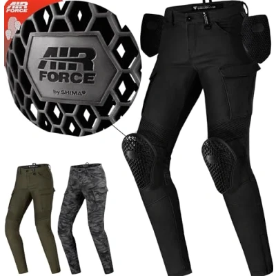 Abbildung von SHIMA GIRO 2.0 LADY Motorradhose Damen Elastische, Slim Fit, Cargo Biker Hose mit DuraQL Schicht, Knie und Hüft Protektoren, Oberschenkeltaschen (Schwarz, 24 LONG)