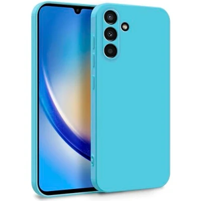 Abbildung von MyGadget Hülle für Samsung Galaxy A34 5G Zweilagige Handyhülle mit Kameraschutz Cover Innenfutter &amp; Silikon außen Türkis