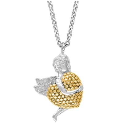 Abbildung von Engelsrufer Kette und Anhänger Set Silber ERN ANGEL HEART BIG Gold plattiert