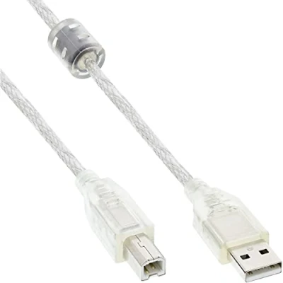 Abbildung von InLine 34517L USB 2.0 Kabel, A an B, links abgewinkelt, transparent, 0,5m