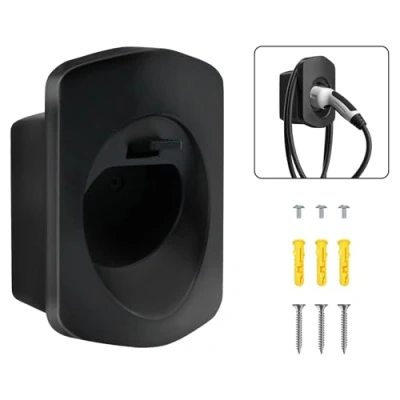 Abbildung von MCEVKELN Typ 2 Wandhalterung Ladekabel Wandhalter Wallbox Kabelhalter Steckerhalter Dock für EV Ladegerät IEC 62196 Holder Halterung Zubehör Schwarz