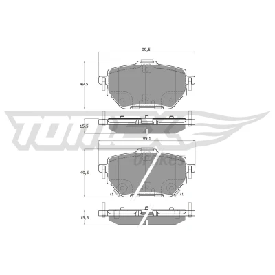 Abbildung von TOMEX brakes TX 19 84 Bremsbelagsatz Hinterachse mit akustischer Verschleißwarnung Schrauben Zubehör TOYOTA: Corolla XII Limousine