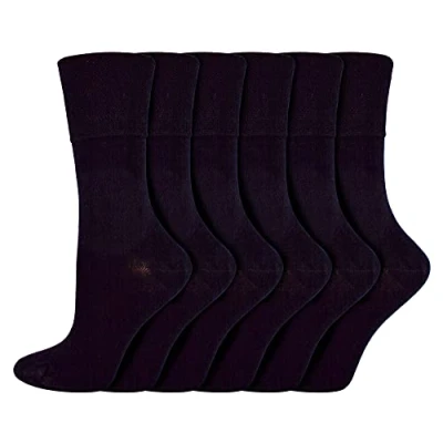 Abbildung von IOMI 6er Pack Damen Socken Ohne Gummibund Atmungsaktiv Extra Weit Bambus Diabetikersocken (37 42, Schwarz)