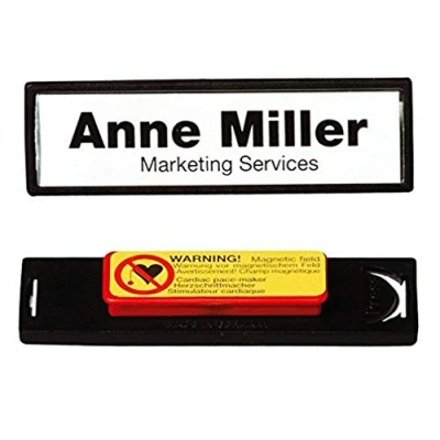 Abbildung von Durable Namensschild Clip Card (mit Magnet, 17 x 67 mm) Packung à 25 Stück, schwarz, 813201