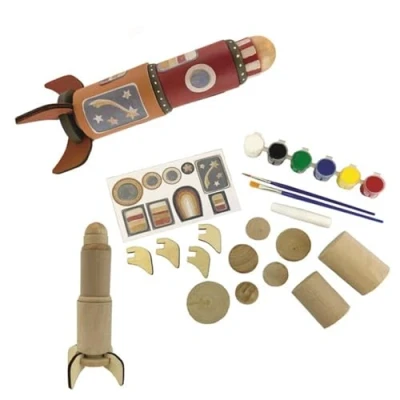 Abbildung von Holz Rakete Set zum Basteln und Anmalen