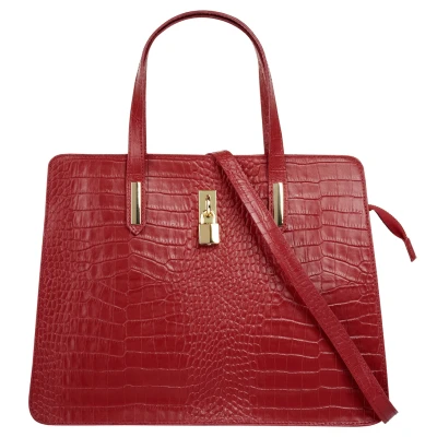 Abbildung von Cluty Handtasche Echt Leder Damen Made in Italy, Smartphonefach, Kroko Design, elegante Umhängetasche, Damentasche mit Reißverschluss, Schultertasche 021321