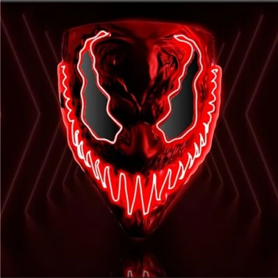 Abbildung von TK Gruppe Timo Klingler LED Venobat Premium Maske rot wie aus steuerbar, für Halloween, Fasching &amp; Karneval als Kostüm Herren Damen (Venobat Rot)