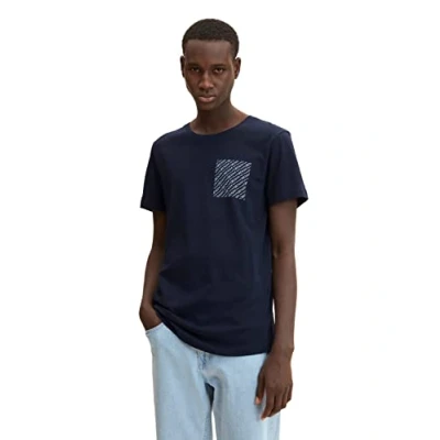 Abbildung von TOM TAILOR Denim Herren T Shirt mit Backprint 1033025, 10668 Sky Captain Blue, XXL
