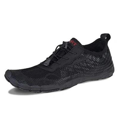 Abbildung von IceUnicorn Barfußschuhe Herren Damen Zehenschuhe Aquaschuhe Fitnessschuhe Traillaufschuhe Schwimmschuhe Wasserschuhe(S6 Schwarz, 43EU)