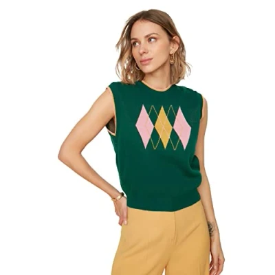 Abbildung von Trendyol Collection Damen Green Jacquard Knitwear Jumper Pullover Sweater, Grün, M EU