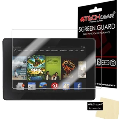 Abbildung von TECHGEAR Displayschutz für Kindle Fire HD 7.0 Zoll 2013/3. Gen Ultra Klare Schutzfolie Amazon inch 2013 mit Reinigungstuch + Applikationskarte