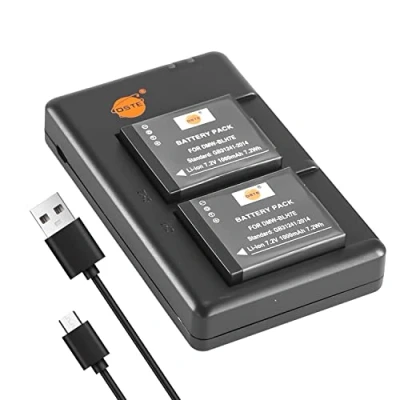 Abbildung von DSTE 2PCS DMW BLH7E(1000mAh/7.2V) Batterie Ladegerät Compatible für Lumix GM1 DSC Kamera