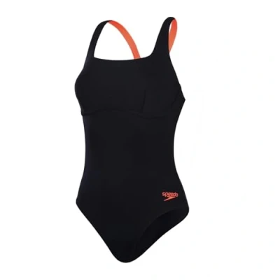 Abbildung von Speedo Womens FLEX BAND Swimsuit WITH Built IN SWIM BRA Badeanzug, Damen, Größe: 38, Black/siren red