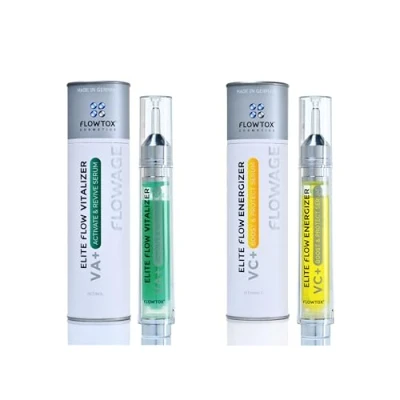Abbildung von Flowtox Gesichtspflege Set mit Vitamin C Serum Gesicht, Retinol für das Gesicht I gegen dunkle Flecken Anti Aging 2 x 15 ml Made in Germany Glow Face Care