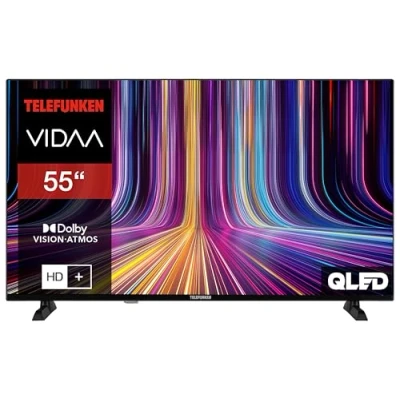 Abbildung von Telefunken QLED Fernseher 55 Zoll Smart TV VIDAA QU55VP750S 4K UHD, HDR mit Dolby Vision, Atmos, Triple Tuner und 6 Monate HD+ inkl., LED schwarz