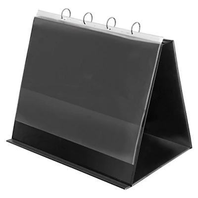 Abbildung von Veloflex 4132280 Tisch Flipchart DIN A3, Präsentation, Flipchart, Aufstellringbuch, aus PVC, Querformat, schwarz, 1 Stück