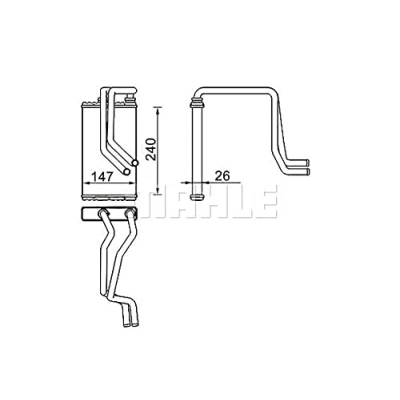 Abbildung von MAHLE ORIGINAL AH 271 000S Wärmetauscher CITROËN: C4 Aircross, MITSUBISHI: Lancer 8 Schrägheck