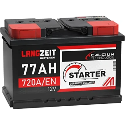 Abbildung von LANGZEIT Starter Serie 12V 44Ah 105Ah Autobatterie Starterbatterie, KFZ PKW Batterie (77Ah)