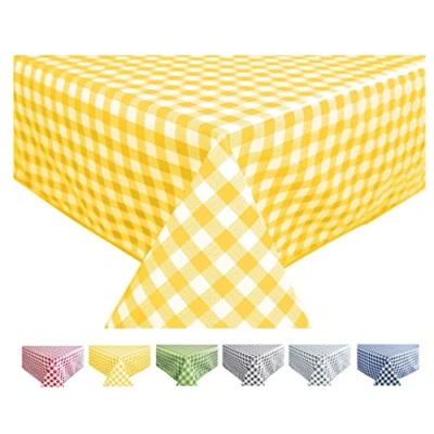 Abbildung von Wachstuch Tischdecke Abwaschbar Eckig 140 x 180 cm Kariert Karo Gelb