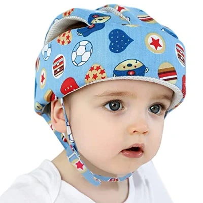 Abbildung von Baby Helm Kopfschutz Schutzhelm Säugling Atmungsaktiv Sicherheit Mütze Kinder Baumwolle Hut Kleinkind Verstellbarer Kopfschutzkappe Lernen Laufen und Sitzen
