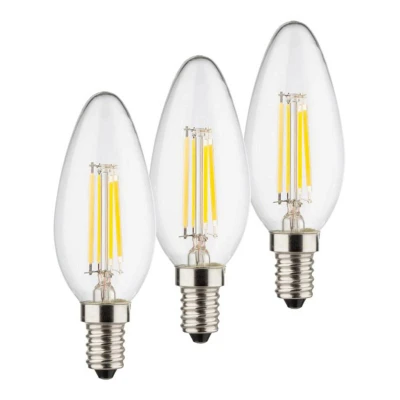 Abbildung von Müller Licht 3er Set Retro LED Kerzenform Ersetzt 40 W, Glas, E14, 4 Klar, 3.5 x 10 cm, 3 Einheiten, 400291_Set