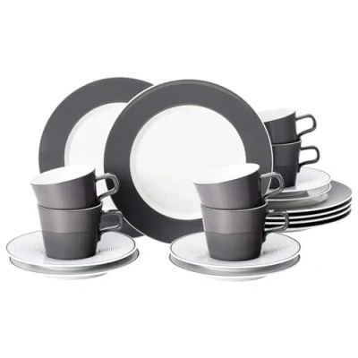 Abbildung von Seltmann Weiden Kaffeeservice &quot;Geschirr Set, Service No Limits Moments&quot;, (Set, 18 tlg., 6 Kaffeetassen, Kombi Untertassen, Frühstückteller), mit harmonischem Linien, Made in Germany, Teile, für Personen