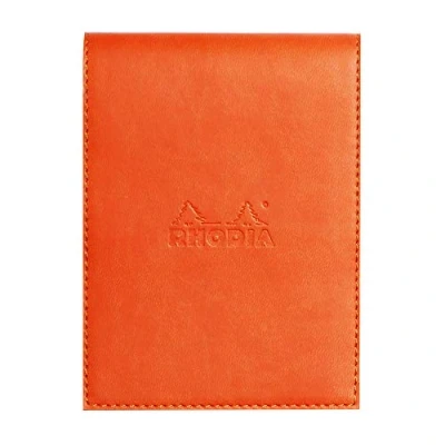 Abbildung von Rhodia 128214C Notizblock N12 (mit Schutzhülle aus Kunstleder, 9,5 x 13 cm, liniert, schick und elegant, ideal für Ihre Notizen) 1 Set, tangerine