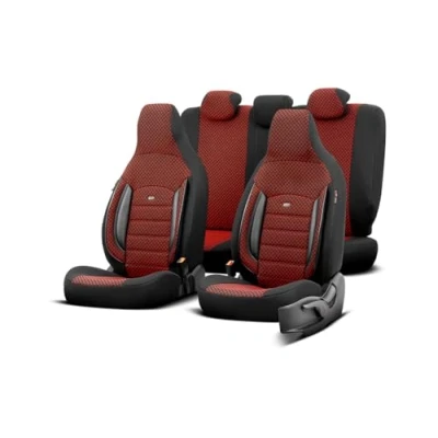 Abbildung von Universelle Stoff &#039;CityBug&#039; Sitzbezüge &#039;Sport Plus&#039; Schwarz/Rot 9 Teilig kompatibel mit Side Airbags