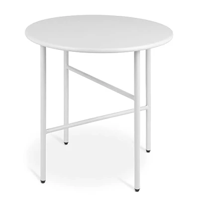 Abbildung von bomoe Runder Beistelltisch Metall Weiß Ø 44 cm Tischplatte Kratzfest Stabiler Wohnzimmer Couchtisch Leicht In &amp; Outdoor Gartentisch Balkon Tisch Terrasse Nachttisch Bett Schlafzimmer Finn