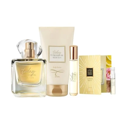 Abbildung von AVON Cosmetics Eau de Parfum TTA TODAY Spray 50ml, Taschenspray 10ml, Körperlotion, Geschenkset, 5 tlg., Einzigartiger Duftgenuss, Ideales Exklusiver Duft