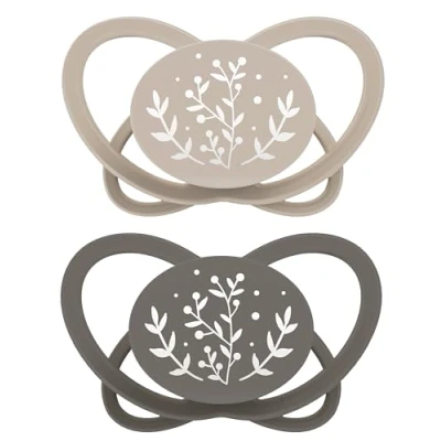 Abbildung von NIP Butterfly: Haut &amp; zahnfreundlicher Schnuller, flacher Sauger, weich flexibel, Scheibe extra leicht luftdurchlässig, BPA frei, nachhaltig, mit Box, 16 32 Monate, Braun/Beige