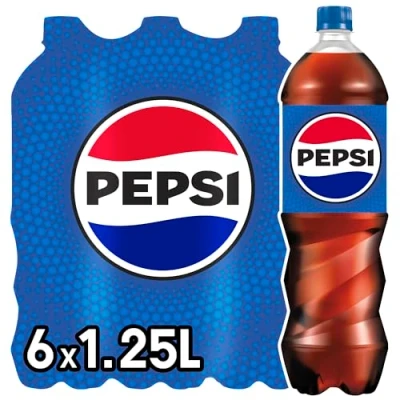 Abbildung von Pepsi Cola, Das Original von Pepsi, Koffeinhaltige Cola in Flaschen aus 100% recyceltem Material, EINWEG (6 x 1.25 l)