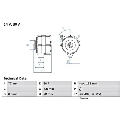 Abbildung von Generator BOSCH 0 986 034 170