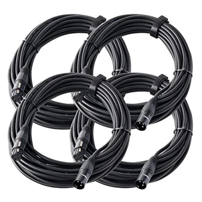 Abbildung von 4er Set Pronomic XFXM 10 Mikrofonkabel (10m Länge, XLR female 3 pol &gt; male pol, Stecker handgelötet, säure und ölfest, Spannzangen Zugentlastung) schwarz