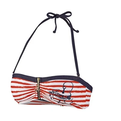 Abbildung von BECO Beermann Damen Bikini Top, C Cup Sailors Romance Bikinioberteil, türkis/Schwarz, 40