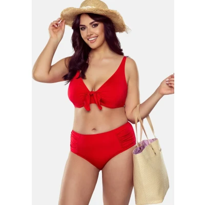Abbildung von VIVISENCE 3002 Bikinislips Dame Bademode Musterlos Gerafft Hoher Bund Setteil EU, Rot,40