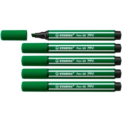 Abbildung von Premium Filzstift mit dicker Keilspitze STABILO Pen 68 MAX 5er Pack smaragdgrün