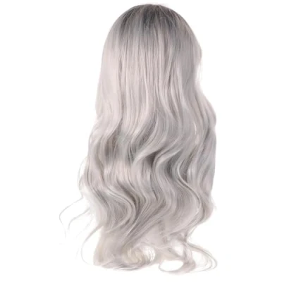 Abbildung von Frcolor Long Wave Curly Cosplay Perücke Lolita Style Anime Kostüm Perücken Schwarz Ombre Grau