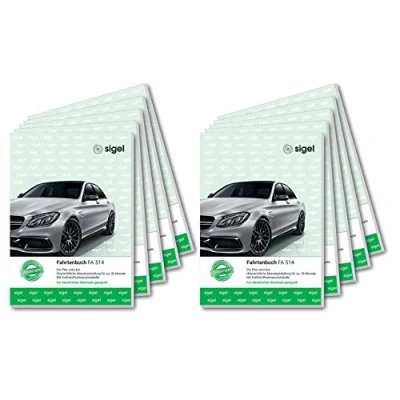 Abbildung von SIGEL FA514/10 Fahrtenbücher für PKW und LKW, A5, 64 Seiten, 10er Pack Deutschland Österreich, vom Finanzamt anerkannt, aus nachhaltigem Papier