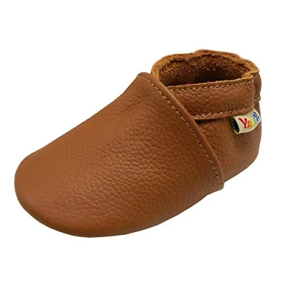 Abbildung von YALION Baby Weiche Leder Lauflernschuhe Junge Krabbelschuhe Mädchen Hausschuhe Lederpuschen Multi Stile, 22 23 EU, Hellbraun
