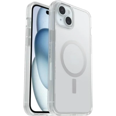 Abbildung von OtterBox Symmetry Clear für MagSafe transparente Hülle iPhone 15 Plus / 14 Plus, sturzsicher, schützende Hülle, 3x getestet nach Militärstandard, Transparent, Keine Einzelhandelsverpackung
