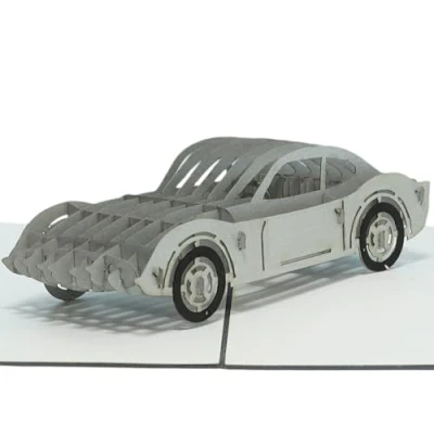 Abbildung von LINPOPUP®, LIN17771, Pop Up Karte Auto, Auto Geburtstag, 3D Grußkarte, Führerschein, Gutschein (Silber), N397