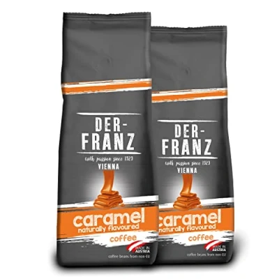 Abbildung von Der Franz Kaffee, aromatisiert mit Karamell, Intensität3/5, Arabica und Robusta gemahlen, 2x500g